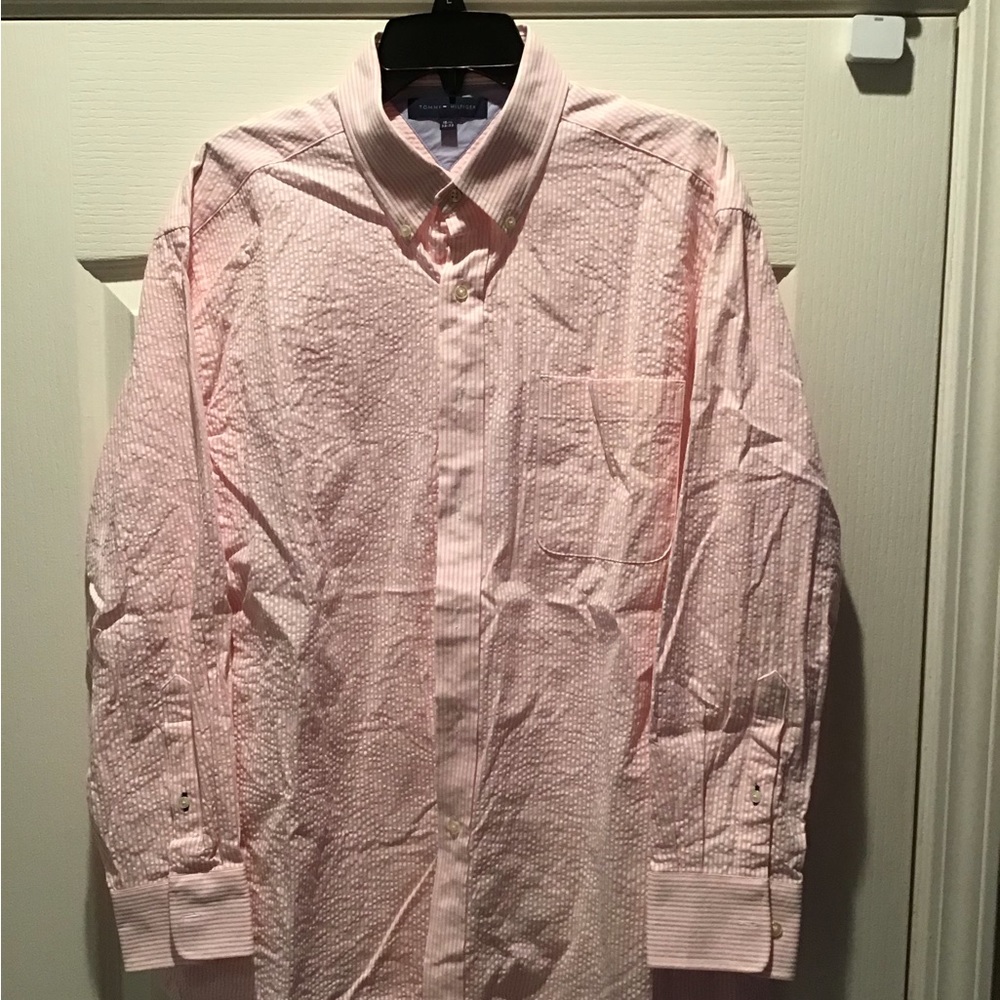 Tommy Hilfiger Dress Shirt LS Pink/White